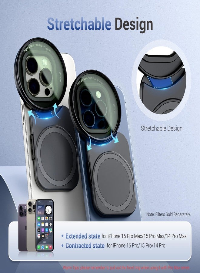 جي جي سي محول تثبيت عدسة مغناطيسي عالمي 67 مم لأجهزة iPhone 16 و 15 و 14 Pro Max Plus، حامل عدسة مغناطيسي مزدوج الجوانب لأجهزة iPhone مع برغي 1/4 بوصة وقاعدة تثبيت باردة لتسجيل الفيديو (بدون فلتر) - Image 3